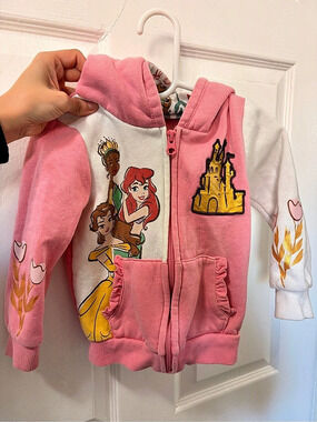 Disney Princess Zip-Up Hoodie Pink & White Girls 3T